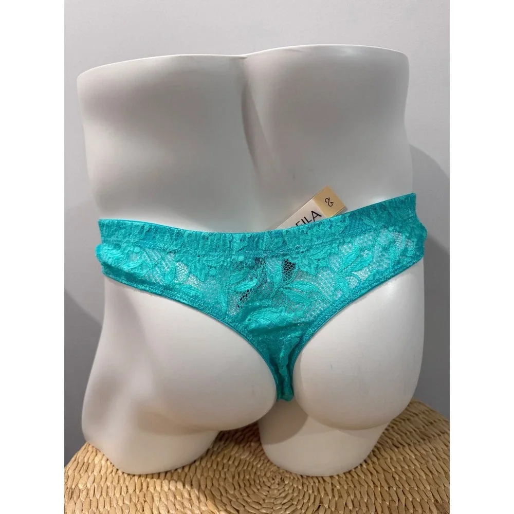 Cosabella Never Say Never Men's Classic G-String Andaman Sea Lace Thong size XL